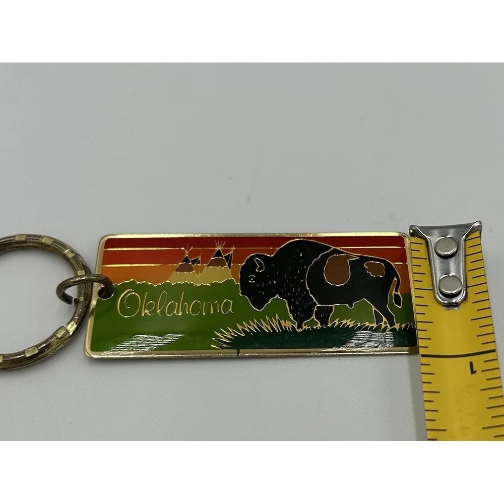 Vintage Oklahoma Buffalo Keyring Keychain‎